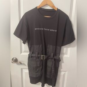 Women’s Black T-shirt dress with belt